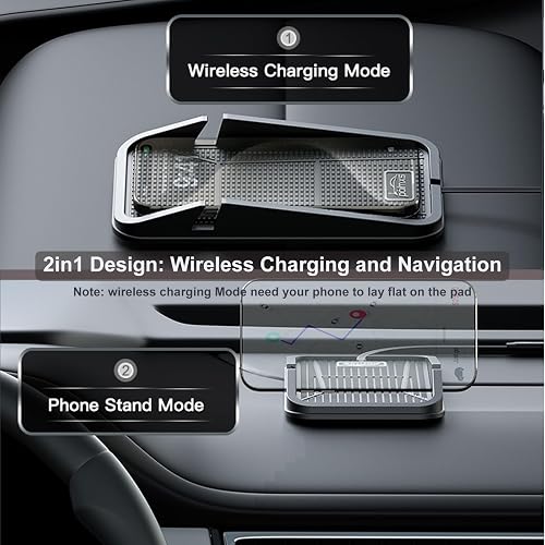 Wireless car Charger Charging pad,POLMXS No-Slip Wireless Phone Charger for car Cell Phone Cordless Charging mat Compatible with iPhone 16/15/14/13/12 Galaxy S23 S22 S21 Note10(C17) - 2