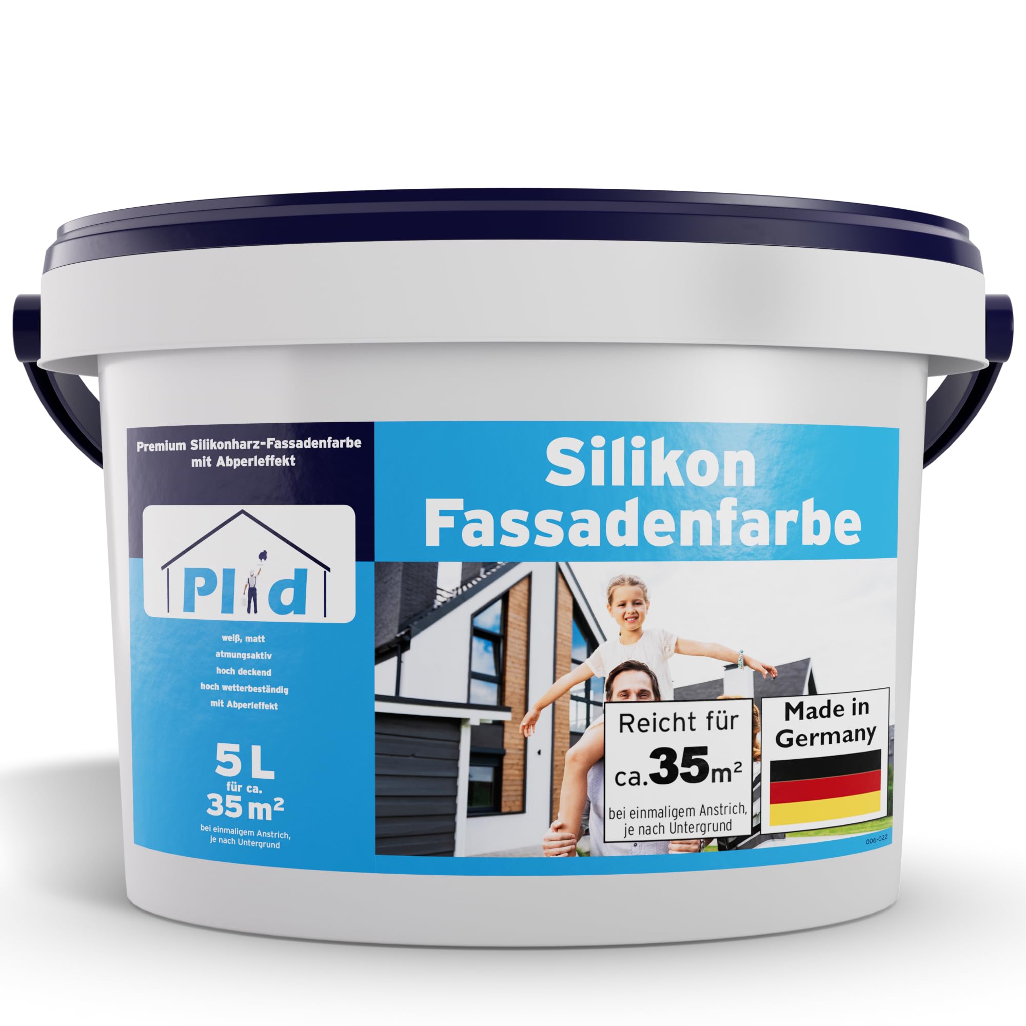 Plid® Silikon Fassadenfarbe Weiss matt 5L - Aussenfarbe wetterfest für Beton, Mauerwerk