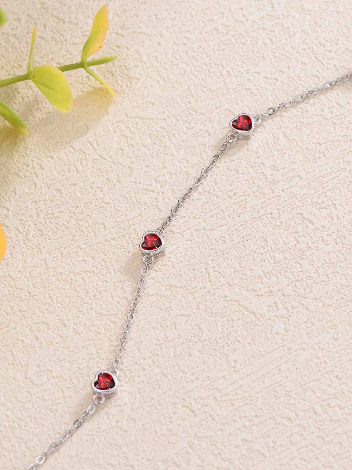 Dorunmo Herz-Geburtsstein-Armband und Fußkettchen verstellbar für Frauen aus 925er Sterlingsilber mit Zirkonia Valentinstag, Muttertag, Geburtstage, Weihnachten für Frauen, Freundinnen, Mütter