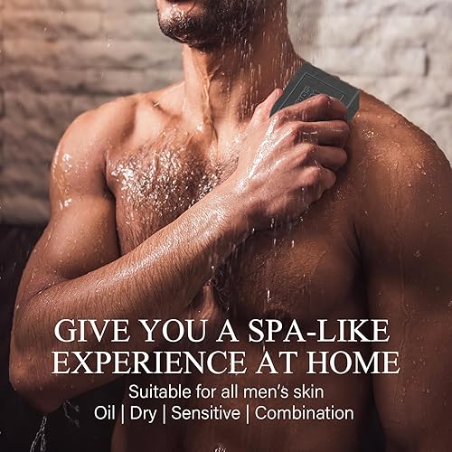 Miniatura 7 de SHVYOG 4 jabones para hombre, jabón de barra para hombre, jabón natural para hombres, jabón exfoliante hecho a mano prensado en frío, limpieza