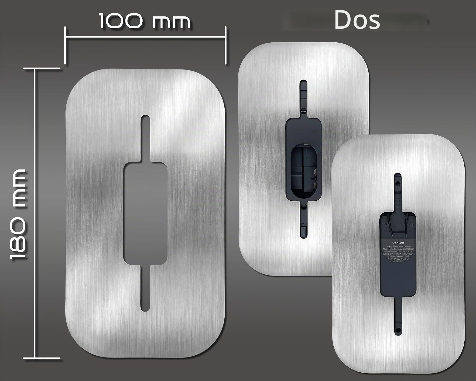 Grille en acier inoxydable | Accessoire pour sonnette vidéo Reolink | Batterie, 5MP, Ultra HD, 2K, 4MP, WiFi, PoE, batterie | Support, bouclier, plaque pour sonnette sans fil