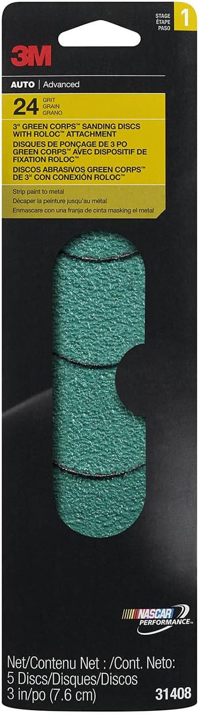 3M 31408 Green Corps Roloc 3" 24 Grit Disc