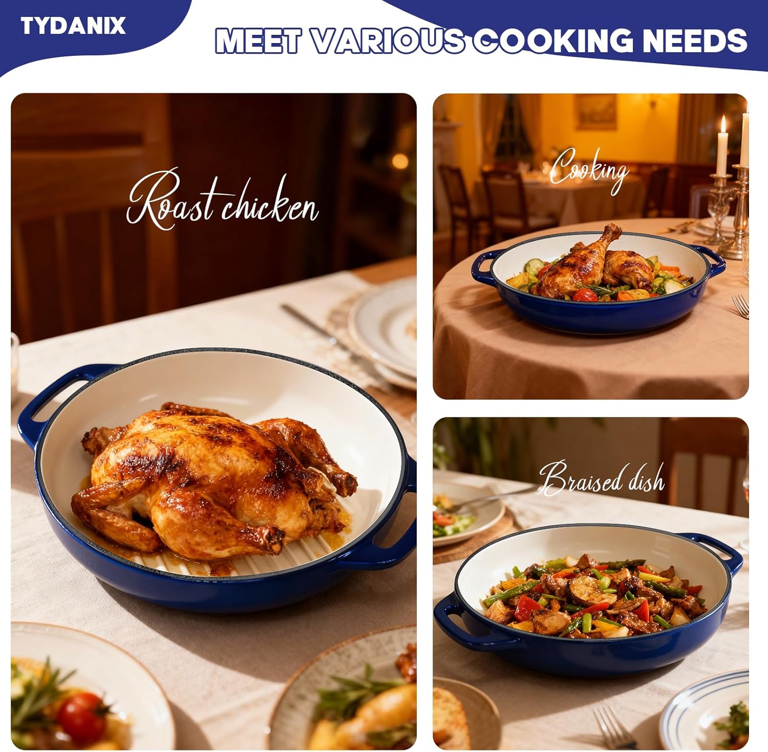 2-in-1 Multifunctional Enameled Cast Iron Dutch Oven, 6QT Loaf Pan with Dual Handles, Perfect for Baking Sourdough, Roasting, Braising & Stews, Oven & Stovetop Safe, Easy to Clean & Pre-Seasoned - Image 7