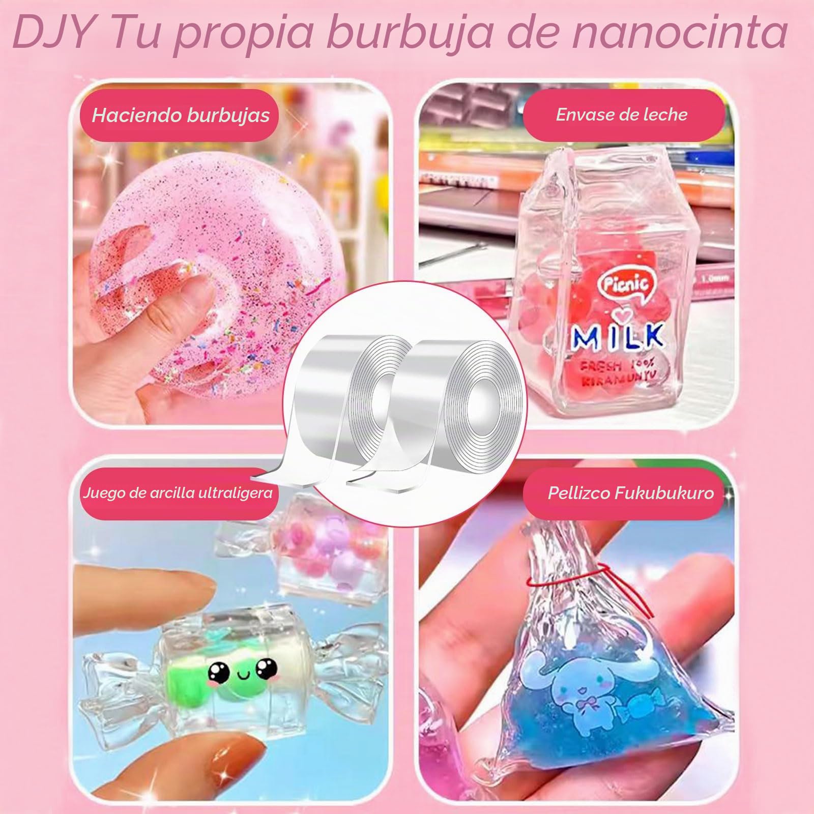 KIKVTER Nano Tape, 38 unidades Nano Tape Bubbles Kit, Nano Tape Bubbles Set, Nano Tape Blowing Bubble Tape, DIY Nano Tape Cinta adhesiva de doble cara, cinta adhesiva sin trazado para hacer burbujas