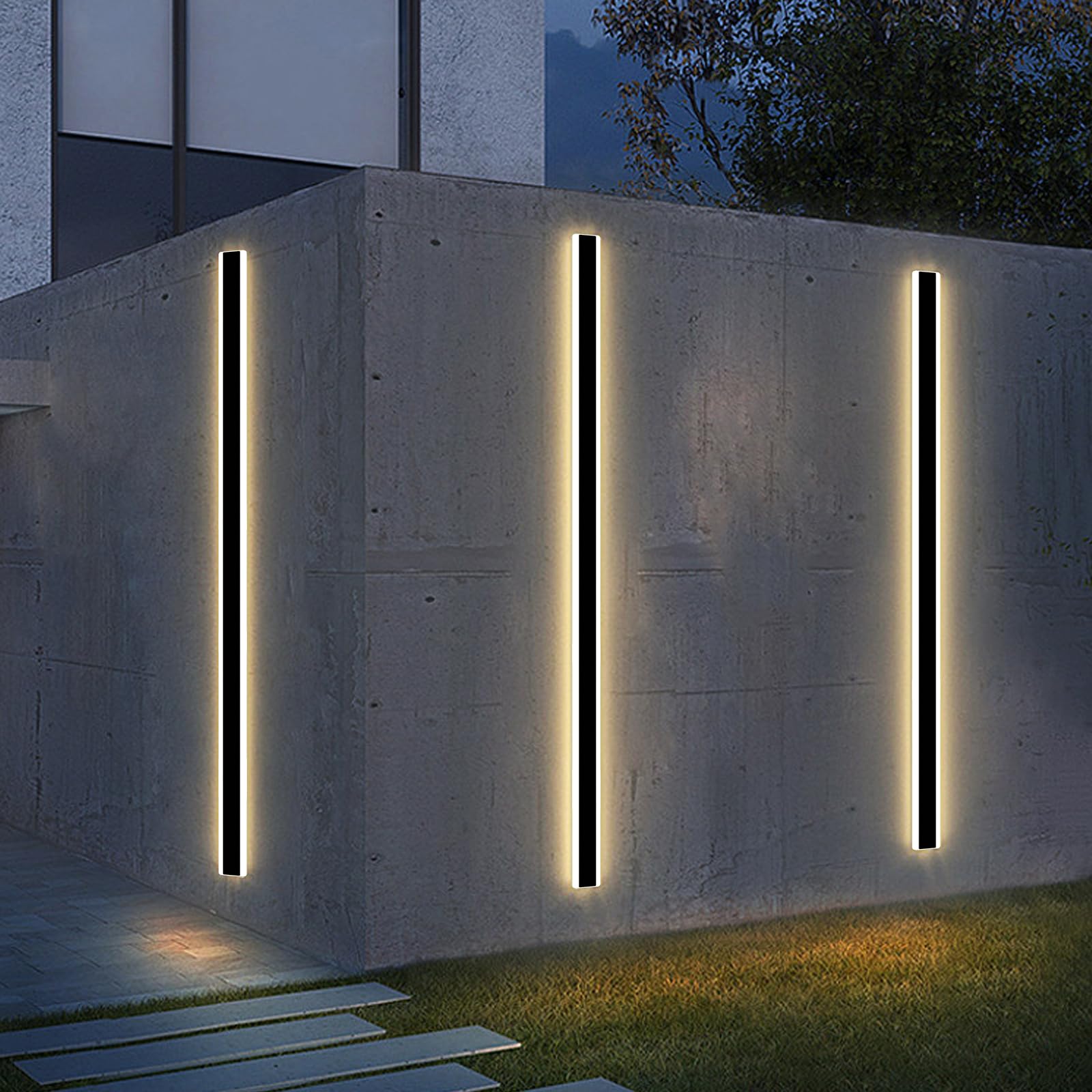 Mikeru 180CM Dimmbare Wandleuchten, Lange Außenwandleuchten Wandmontiertes 3000K/4500K/6000K IP65 Rechteckige Aussenleuchte mit Memory-Funktionen Lange Gartenleuchten für Veranda, Flur, Innenhof