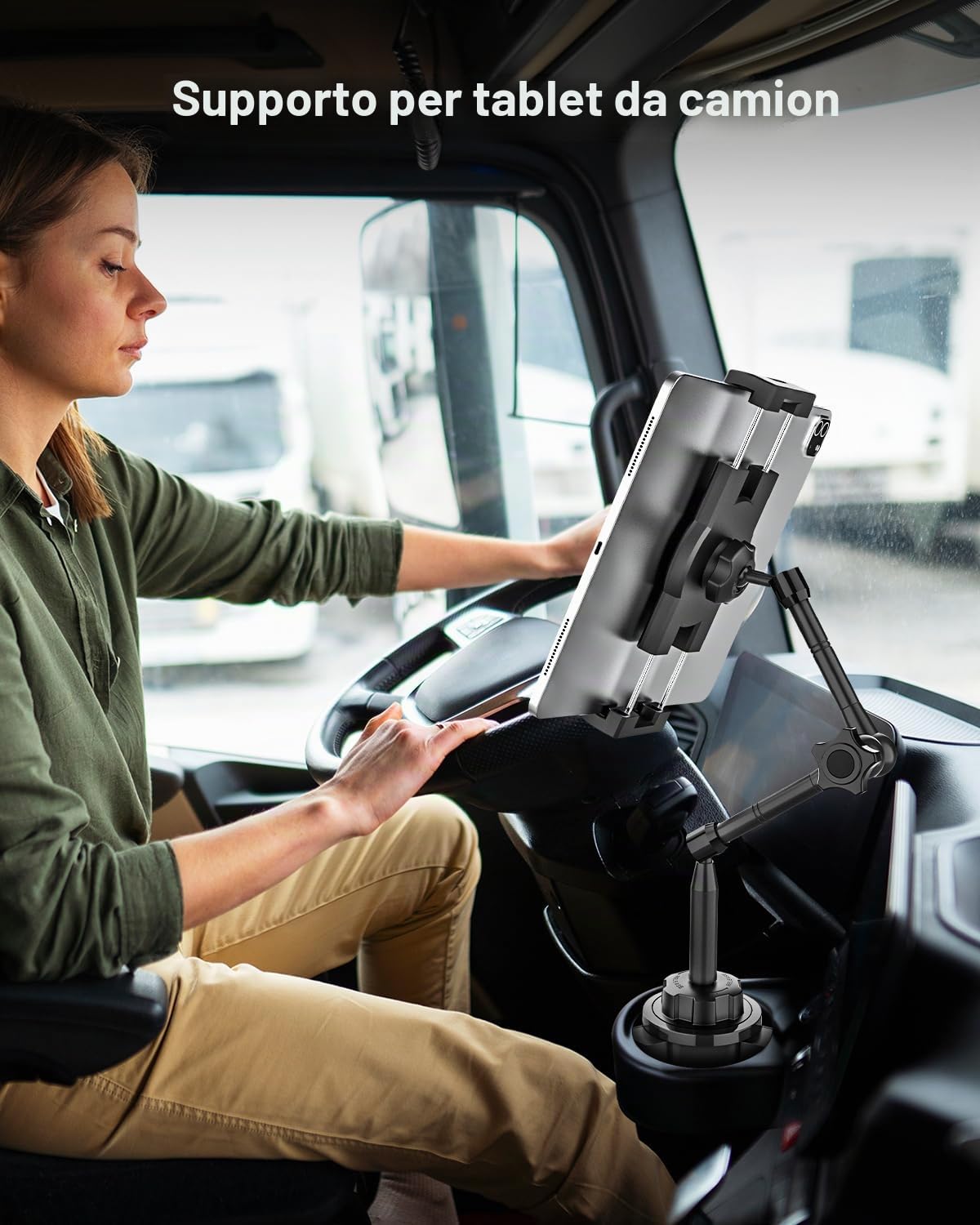 Ultra-flessibile Supporto Tablet Auto Portabicchieri - [Braccio Magico Regolabile in Alluminio] Supporto Coppa Tazza Camion Veicolo per Tablet, Cellulari, iPad, Galaxy Tab, Fire, iPhone, 4-13"