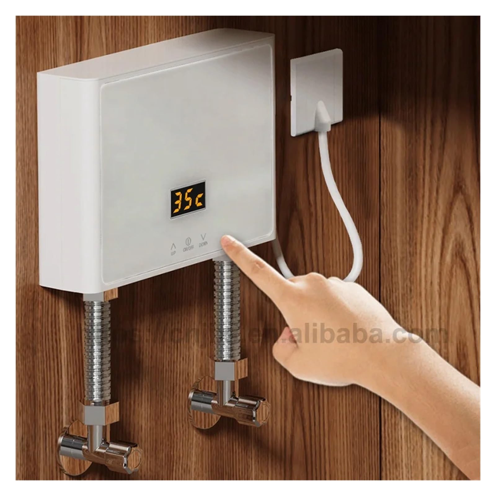 Scaldabagno Riscaldatore di Acqua Calda 3000W/4000W/5500W Riscaldatore Istantaneo Senza Serbatoio Termostato Induzione Smart Touch Riscaldatori Elettrici Doccia Automatico(Yellow,220 5000W)