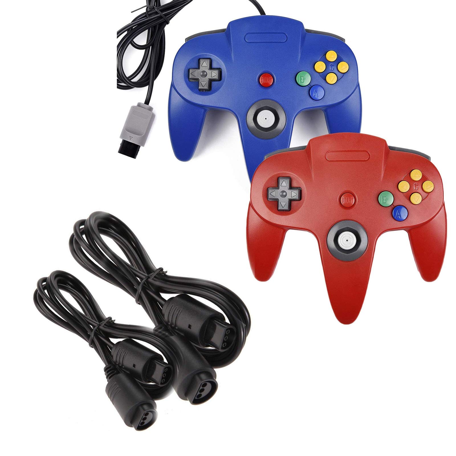 Miadore Pack Classic N64 Controllers Blue Red Bundle