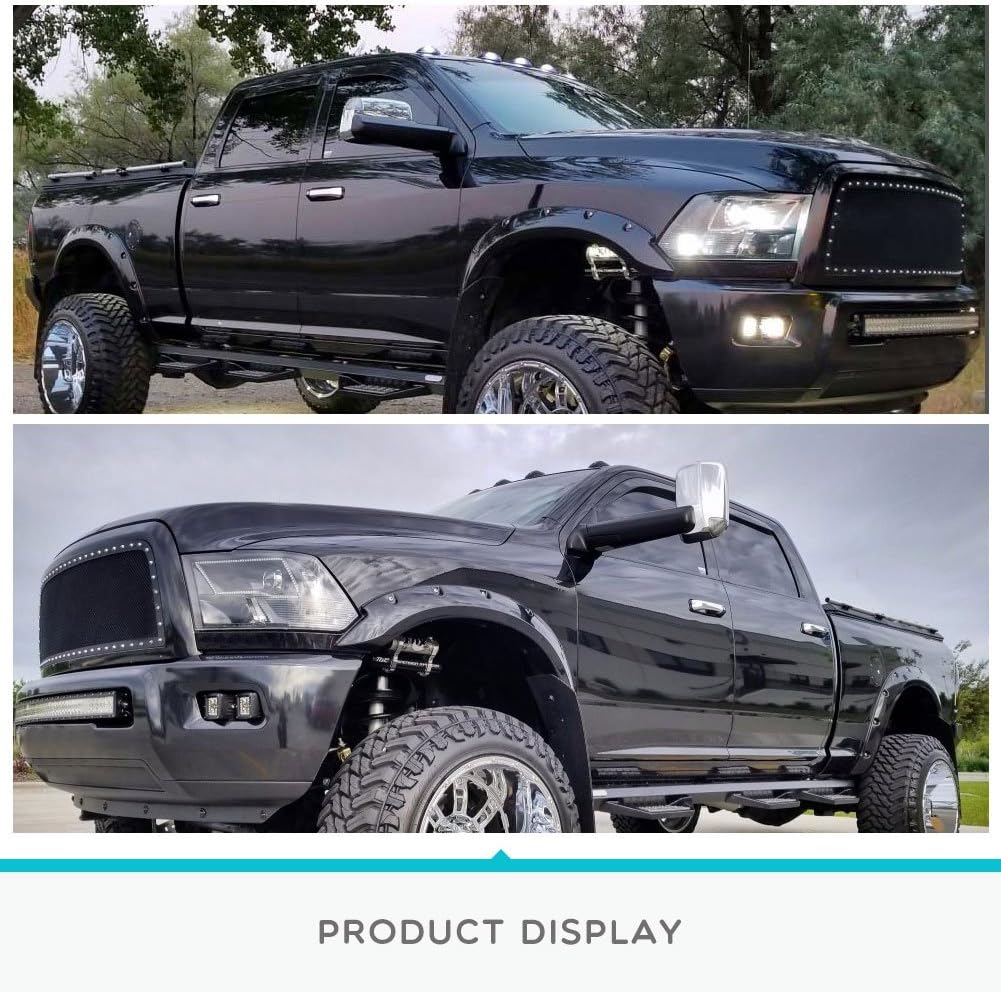 YITAMOTOR Towing Mirrors Compatible with Dodge Ram, Chrome Power Heated LED Turn Signal Light Puddle Lamp, Replacement for Dodge Ram 2009-2018 1500, Ram 2010-2018 2500 3500