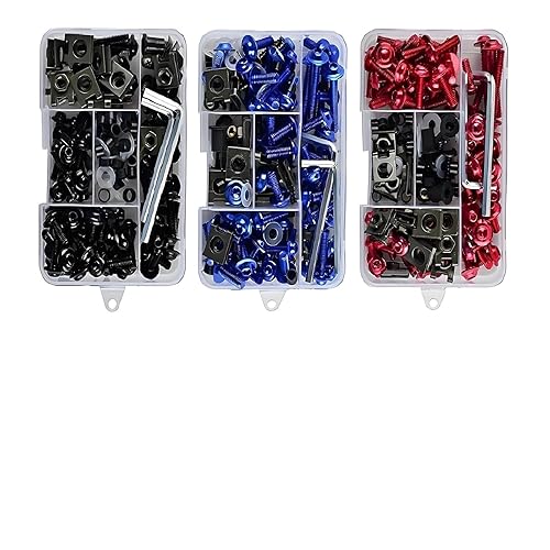 Kit de pernos para carenado de motocicleta, 177 piezas M5 M6, tornillos de aluminio para parabrisas de motocicleta, juego de pernos, tuercas y clips