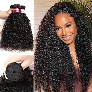 Sunber 10A Brazilian Virgin Kinky Curly Hair 3 Bundles 100% Unprocessed Brazilian Virgin Kinky Curly Human Hair Extensions...