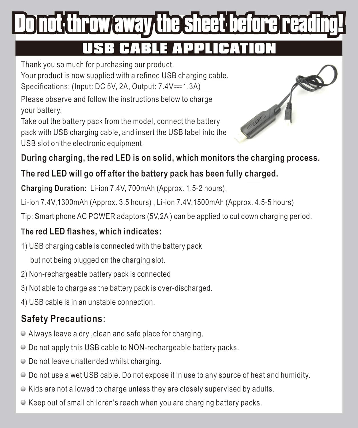 HAIBOXING USB Charger for HAIBOXING RC Car Parts Accessory(18859E-E001)