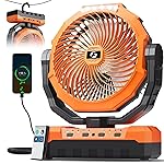 FRIZCOL 3-in-1 Camping Fan - Portable Fans Rechargeable - 24000mAh Battery Powered Fan(105Hrs) with Light & Remote for Indoor, Outdoor, Tent, Travel, Fishing, Jobsite, Gifts for Men Dad Him - Orange