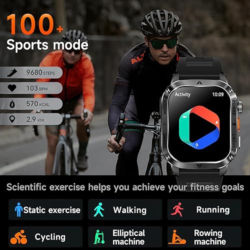 Miniatura 4 de Yihou Relojes inteligentes para hombres, relojes militares, monitor de salud con monitor de frecuencia cardíaca, rastreador de sueño, reloj