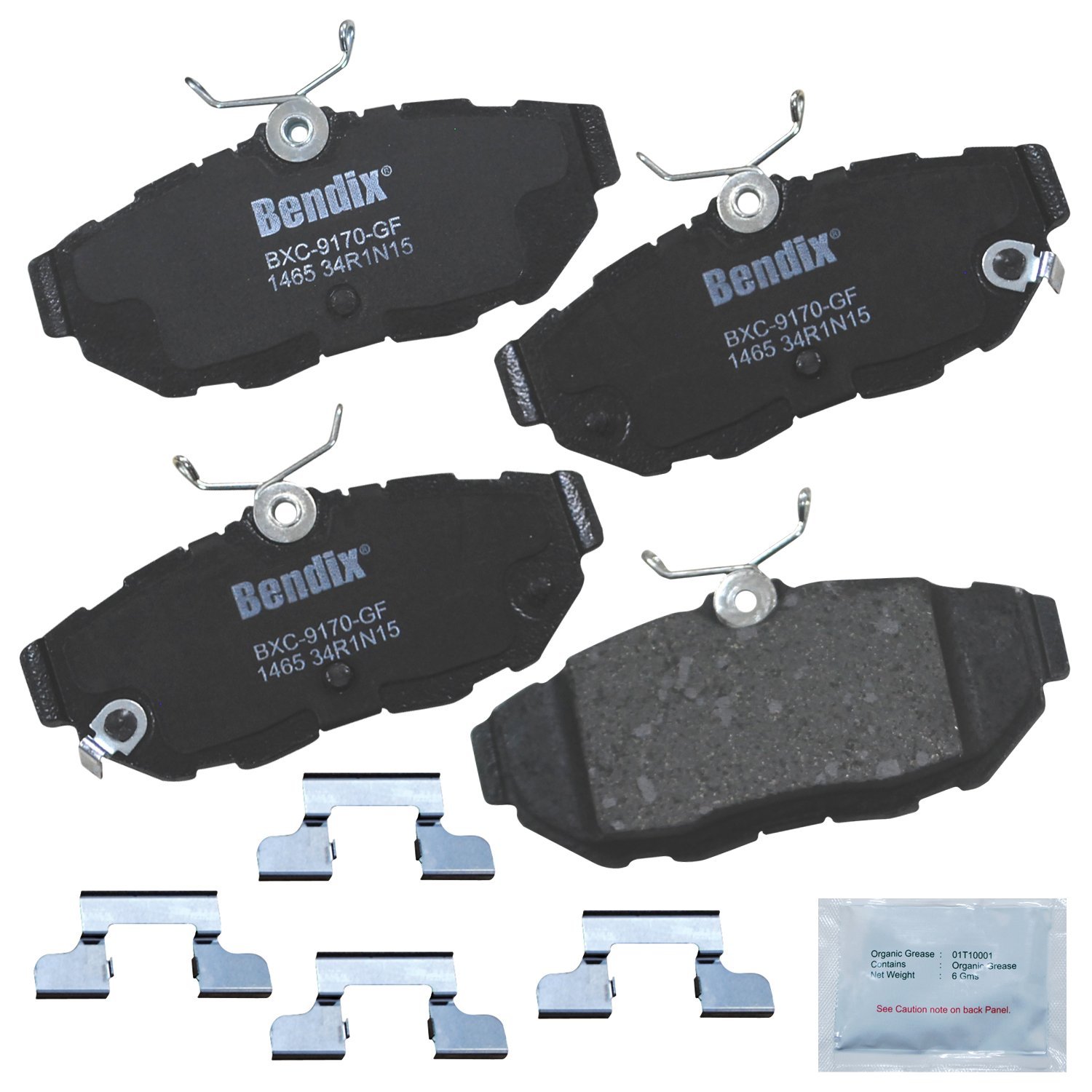Bendix Premium Copper Free CFC1465 Ceramic Brake Pad (with Installation Hardware Rear)