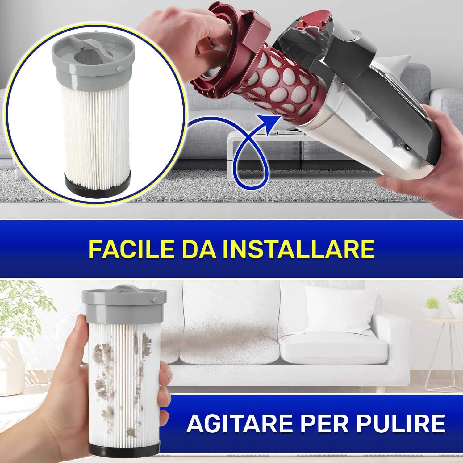 Filtro HEPA Aspirapolvere con Codice Originale 5519210651 5519210581 per Delonghi Colombina XL XLD XLF - MONTERAL