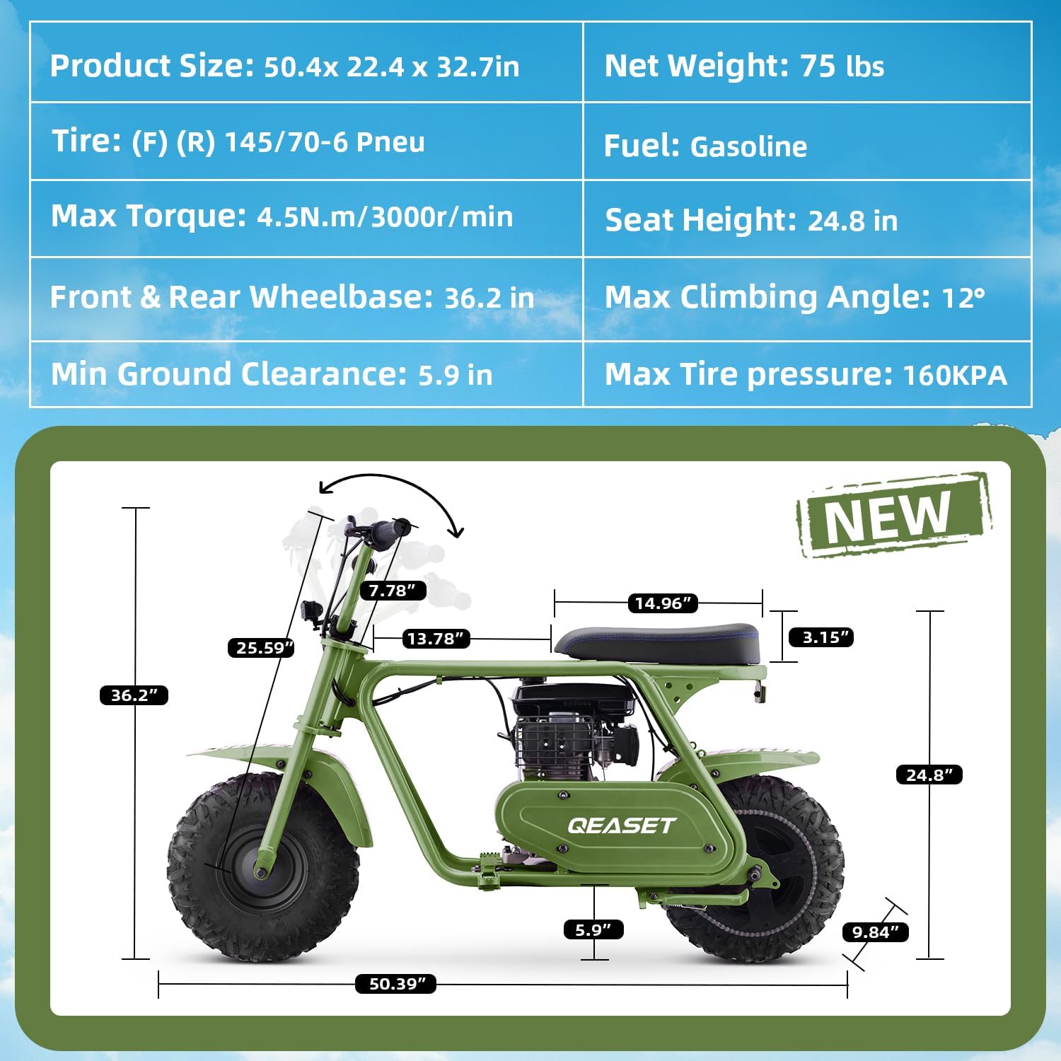 99cc Gas Powered Mini Dirt Bike for 13+, 4-Stroke Mini Motorbike, Pit Bike, 34.5KM/H Max Off-Road Gas Dirt Bike, Rear Disc Brake, 85% Pre-Assembled for Kids and Adult, 200lbs Capacity