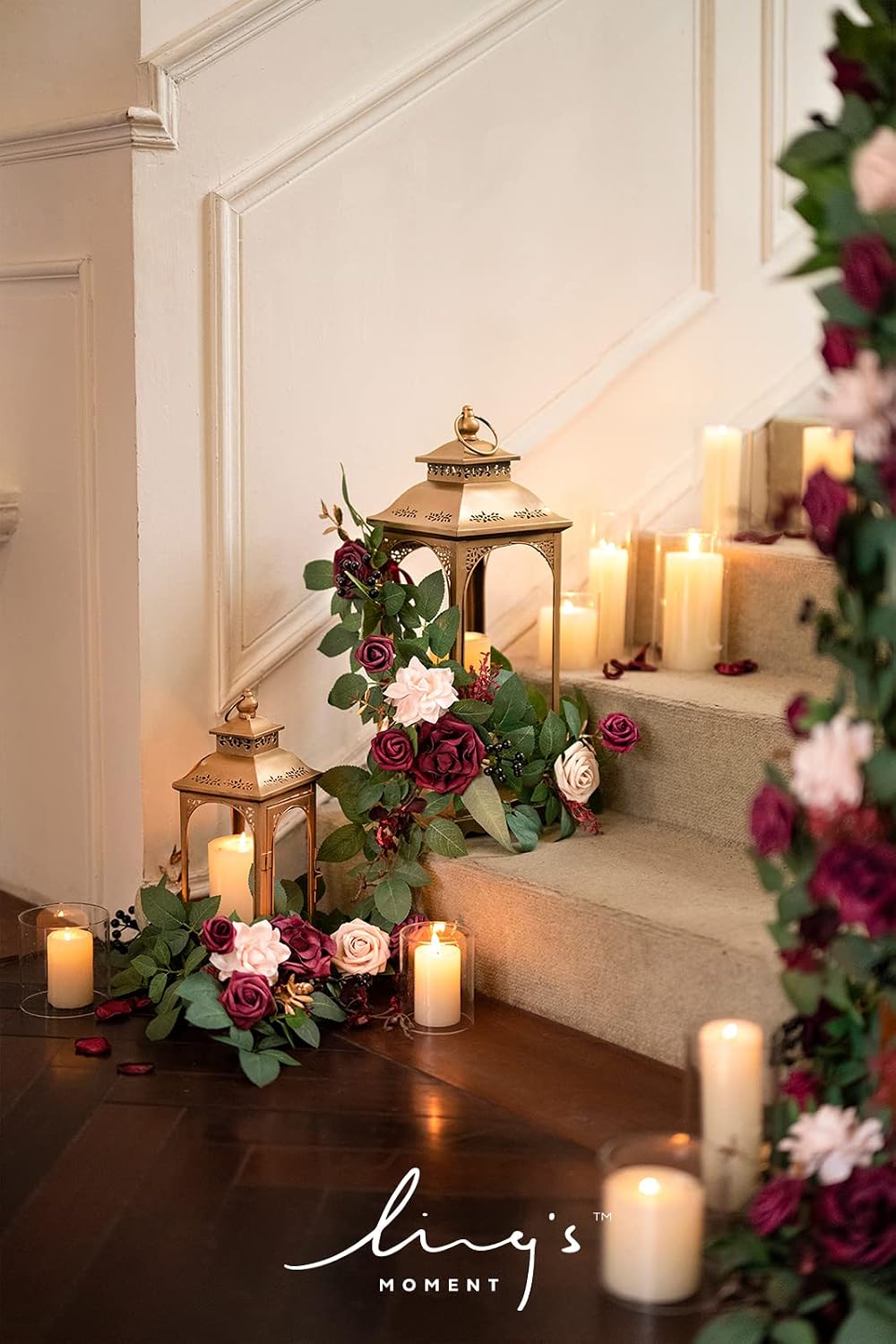 Pre-Arranged Wedding Flower Packages in Romantic Marsala,Reception Decor Package (Set of 13)