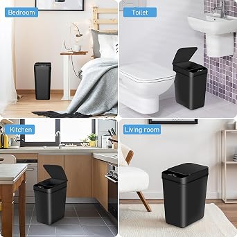 3 Pack Automatic Small Bathroom Trash Can with Lid - 3 Gallon Touchless Garbage Can, Motion Sensor Smart Trash Bin, Waterproof Wastebasket, Slim Dog Proof Trashcan for Bedroom Office Kitchen (Black)