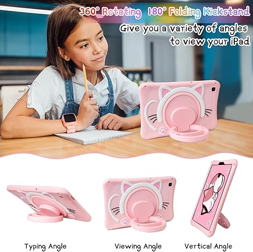 Miniatura 4 de Funda para Samsung Galaxy Tab A7 Lite de 8.7 pulgadas 2021 (SM-T220T225) con protector de pantalla con mango giratorio de 360, correa ajustable,