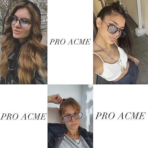 Miniatura 7 de Pro Acme Lentes de sol estilo aviador planos vintage de los años 70 para mujeres y hombres, lentes rectangulares de marco pequeño, protección UV400