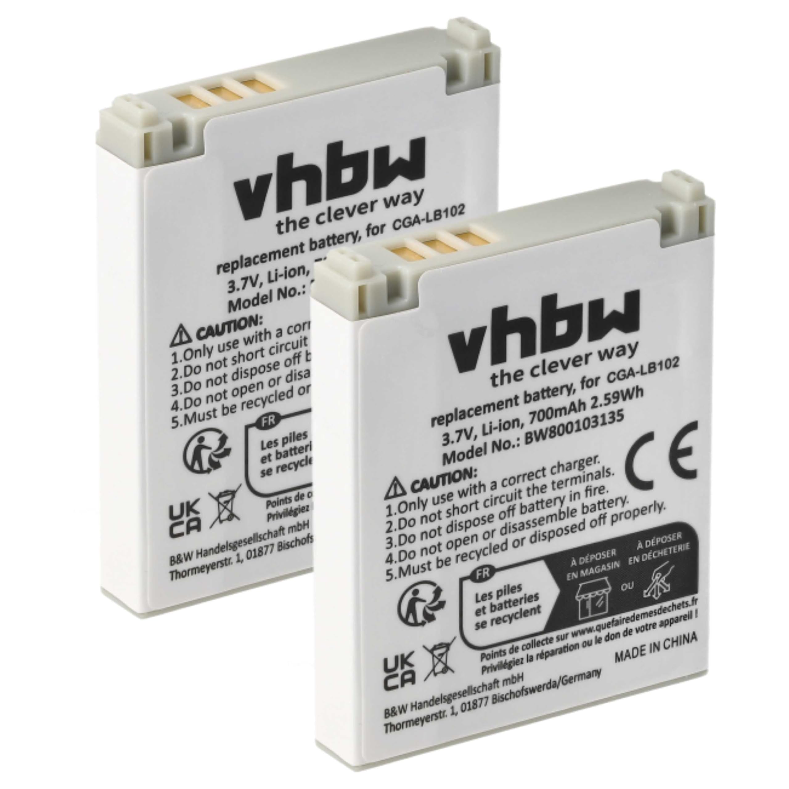 Batteria Vhbw Per Panasonic CGA-LB102 – 700mAh, 3,7V Li-Ion Per Telefoni Cordless E Dispositivi Mobili - 2