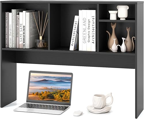 Vista 12 de Tangkula Estantería de escritorio, gabinete de almacenamiento de encimera de 37 pulgadas con 7 cubos y 3 estantes ajustables, organizador