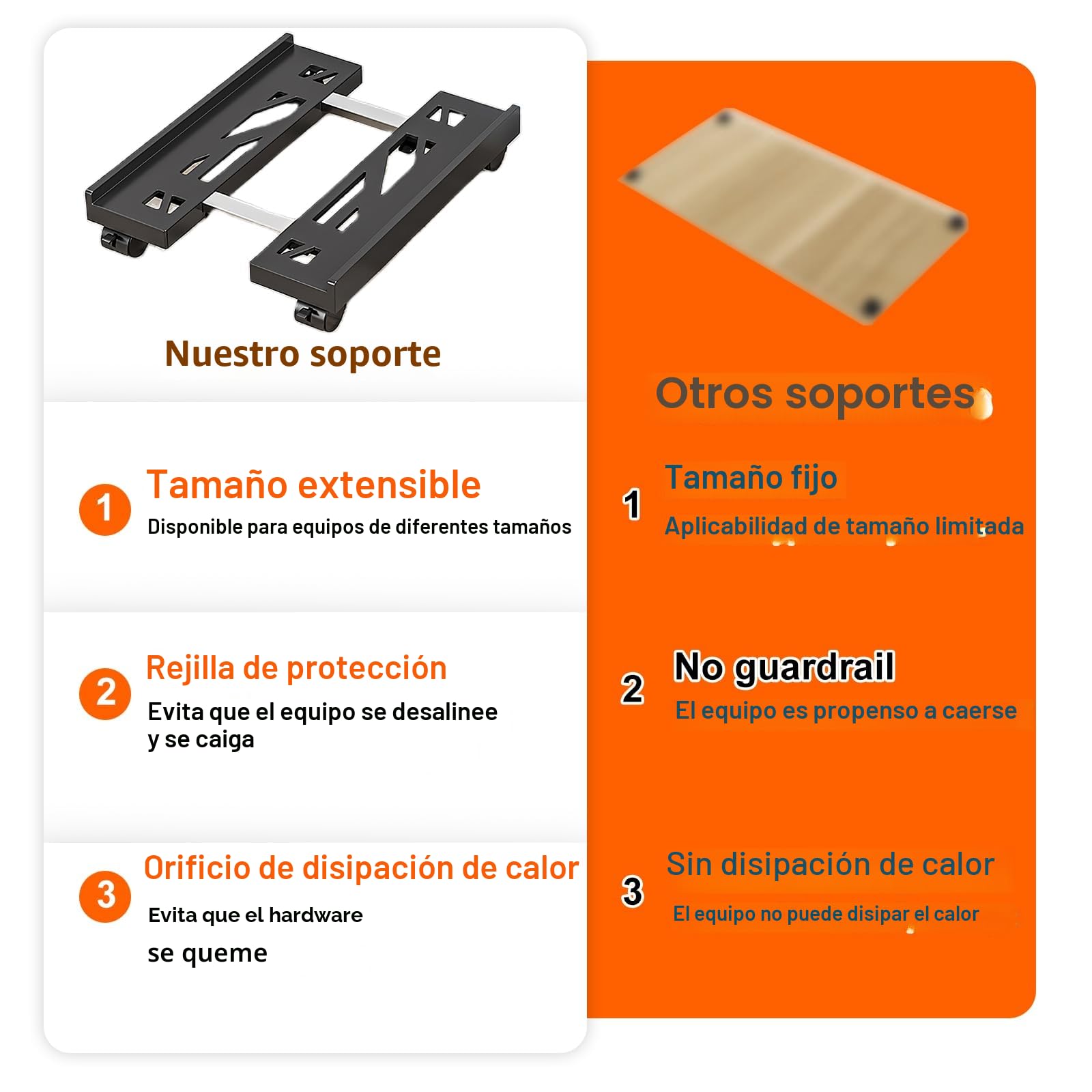 SPORWAY Soporte para CPU para PC, Tamaño Ajustable Soporte para CPU, Soporte para PC Móvil con Ruedas Giratorias con Bloqueo, Carro de CPU Debajo del Escritorio (Negro)