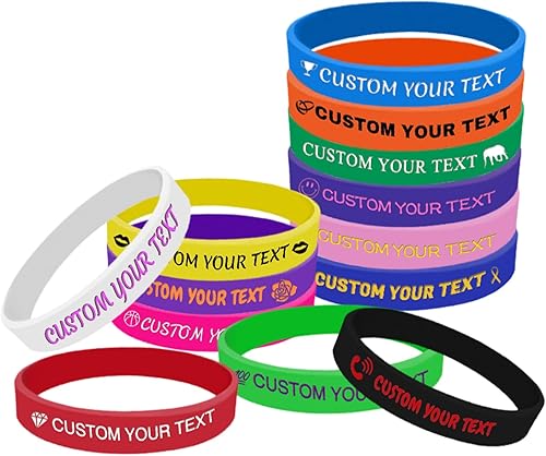 Miniatura 5 de Pulseras de silicona personalizadas Pulseras de goma de aduana a granel para eventos con texto de logotipo, pulseras personalizadas, regalos para