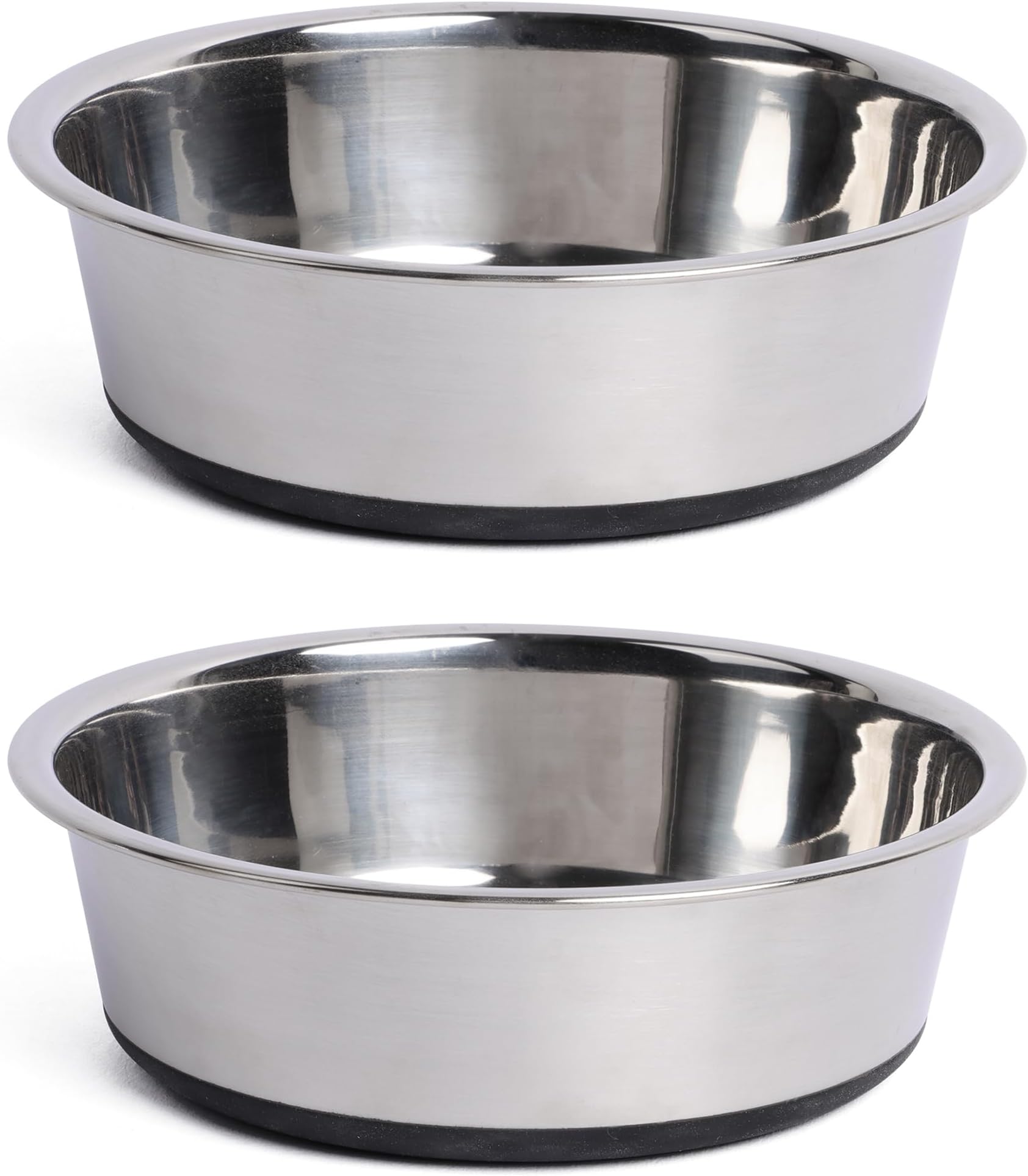 Kaket Stainless Steel Dog Bowls, 2 X 900ML Nonslip Silicone Rubber Dog Bowls, Large Dog Food Bowl, Pet Feeding Bowls for Medium, Large Dogs (1750ML(Pack of 2), Black)