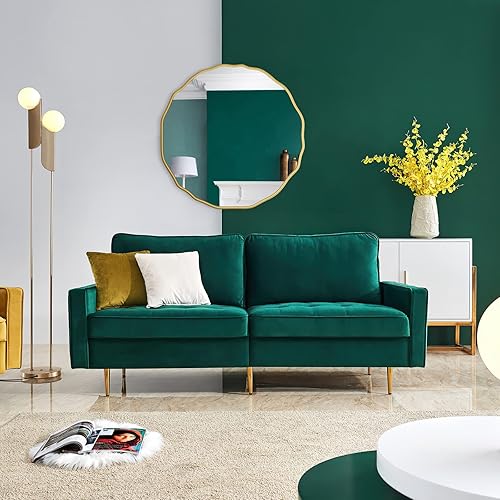 Miniatura 7 de H HOMEWINS Espejo de pared circular de 28 pulgadas, espejo redondo decorativo ondulado dorado, espejo de madera de tocador de granja, espejo de