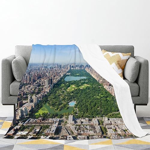 Miniatura 2 de Runva Manta de lujo de Nueva York, acogedora y suave, manta con diseño de horizonte urbano y parque forestal central de Nueva York, manta ligera de