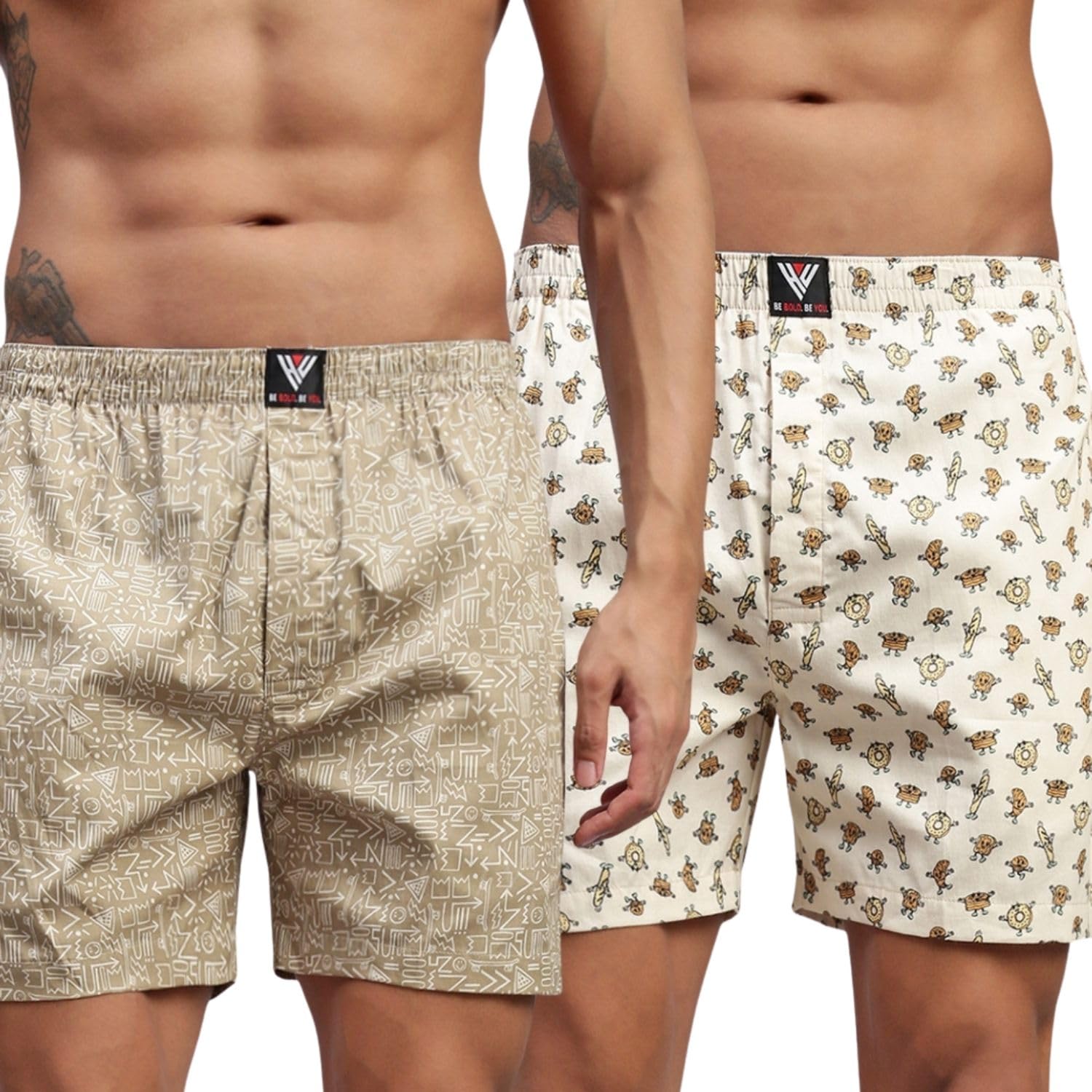 hayu 2PC Pack of Bakery & Skaters Doodle Men Printed Cotton Boxer Shorts Multicolour-picture-17