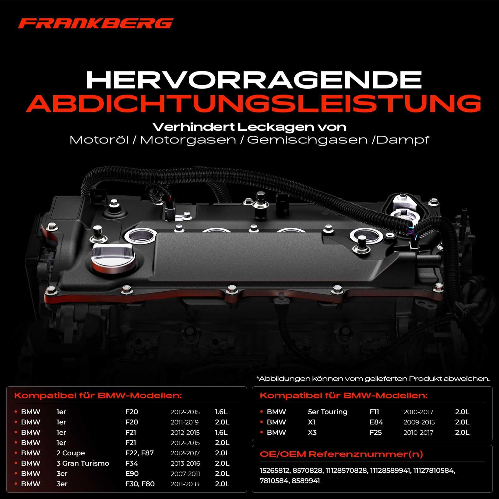 Ventildeckel Mit Schrauben für 114 116 120 320 325 E90 E91 E84 F15 F85 1.6L 2.0L 2004-2020 11127810584