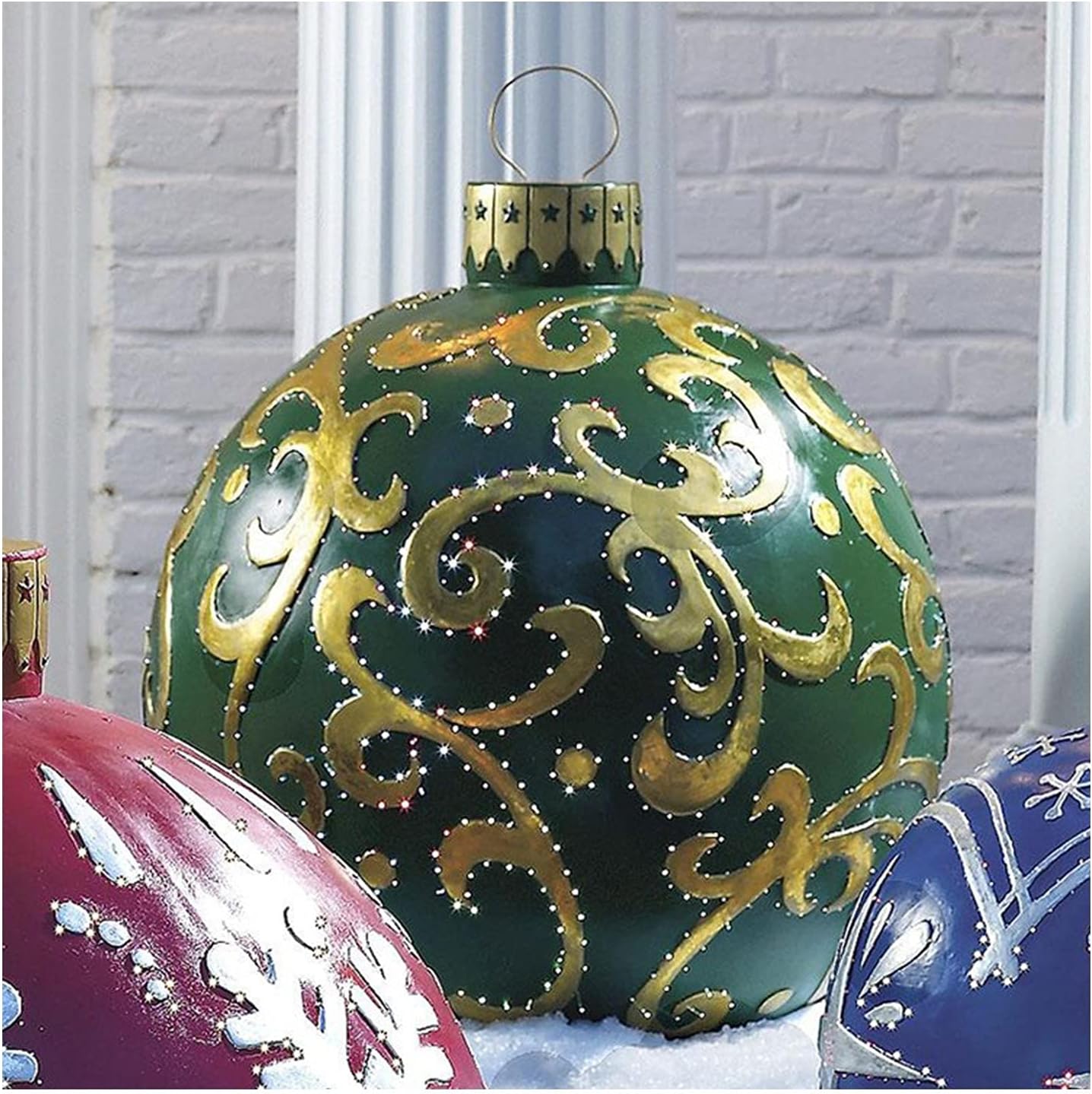 TOIDOI Outdoor Christmas Inflatable Decorated Ball-Xmas PVC Inflatable Ball Ornaments,Giant Christmas Tree Blow Up Balls Decorations with Pump Holiday Yard Outdoor Decorations (Color : 001) : Patio, Lawn & Garden