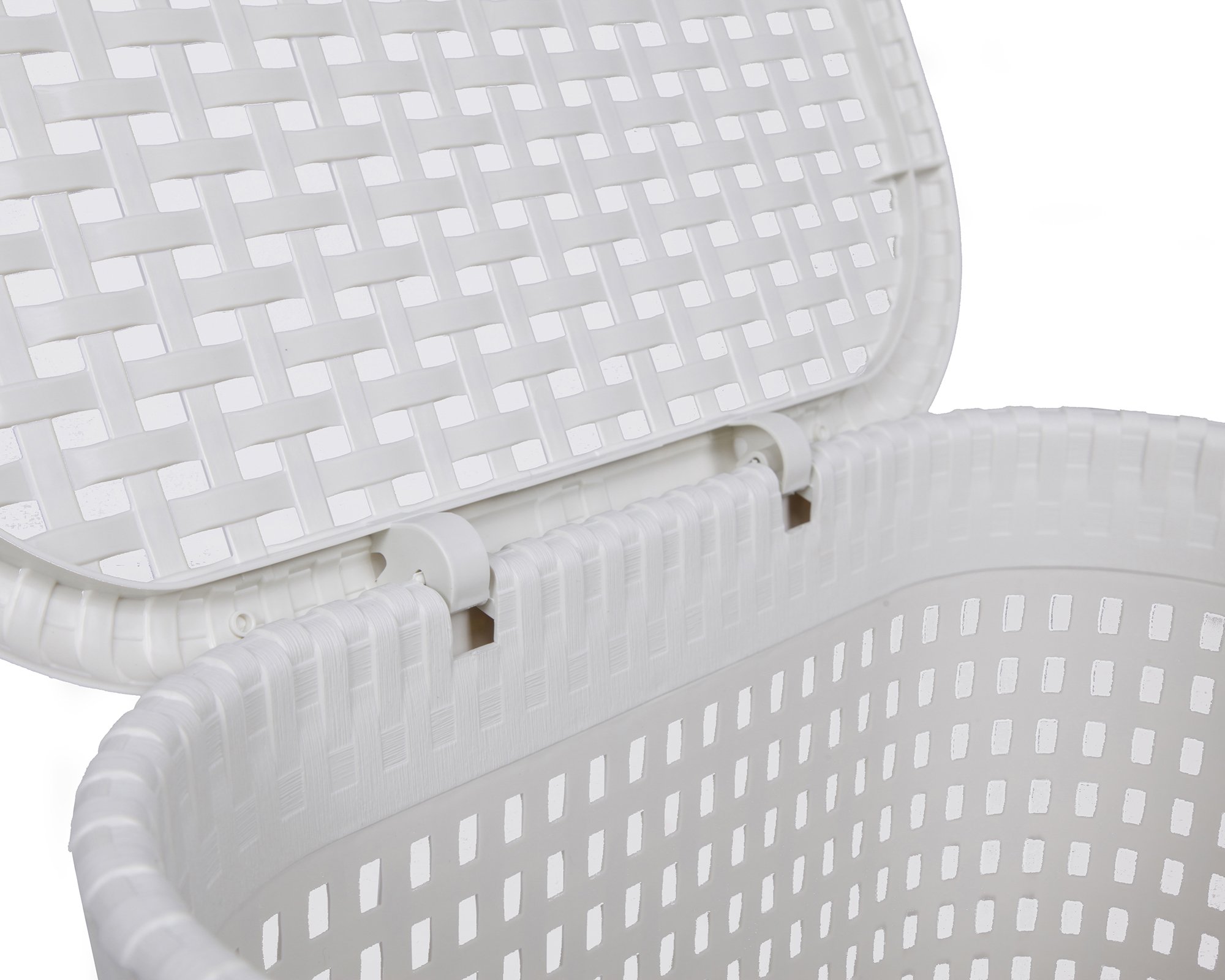 Dea Home Z439M008 Cesta Portabiancheria Rattan, 60 L, 42x33x58, Bianco