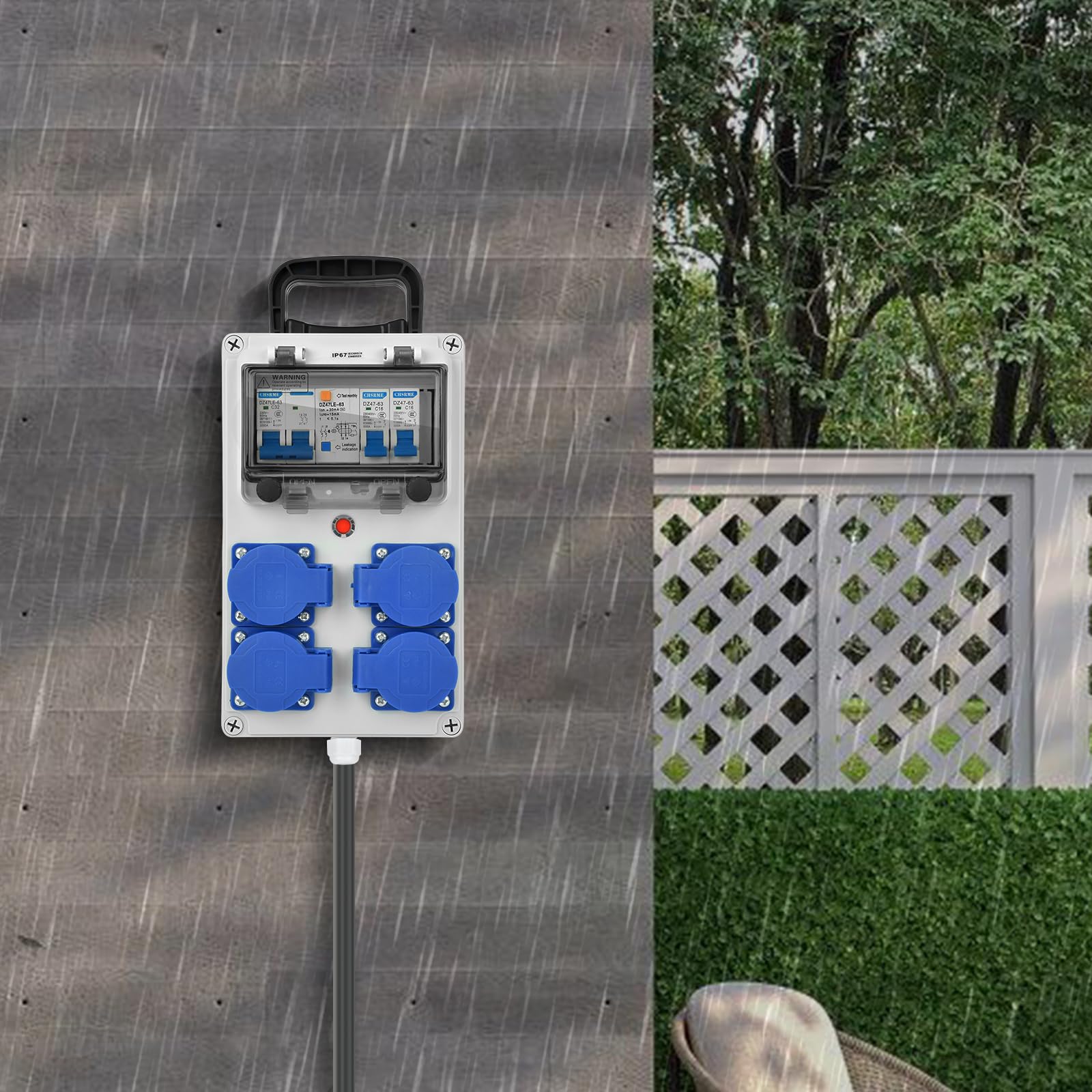 Coffret Électrique de Chantier 230 V Coffret Chantier Répartiteur Mural avec Disjoncteur répartiteur de courant 16 A IP67 Distributeur de Courant Électrique avec Disjoncteur coffret chantier