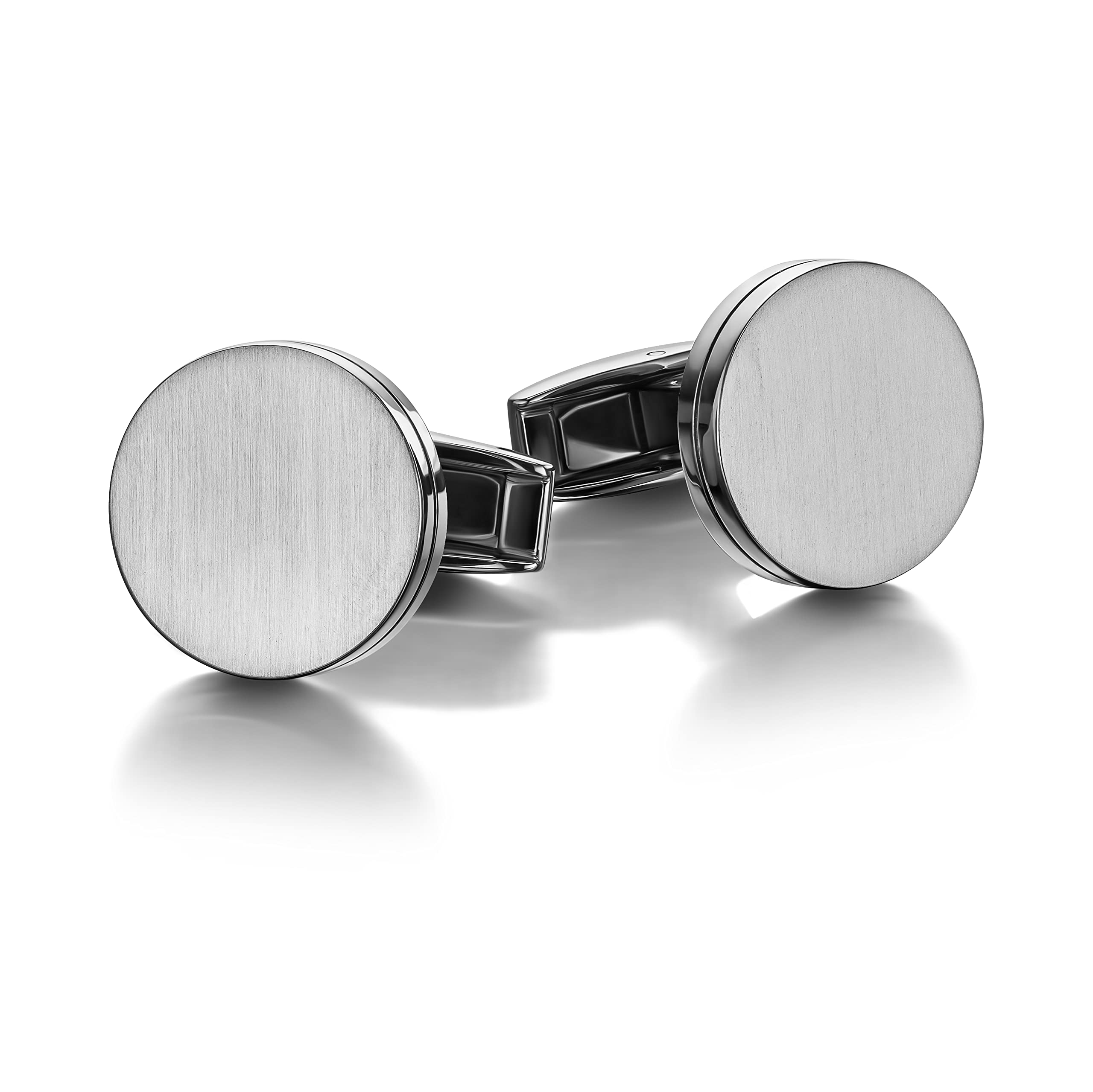 ColibriMaine Cufflinks For Men - Brushed Gunmetal Face with Linear Side Detailing - Designer Cufflinks with Pivoting Whale Back Closure - Gift Box