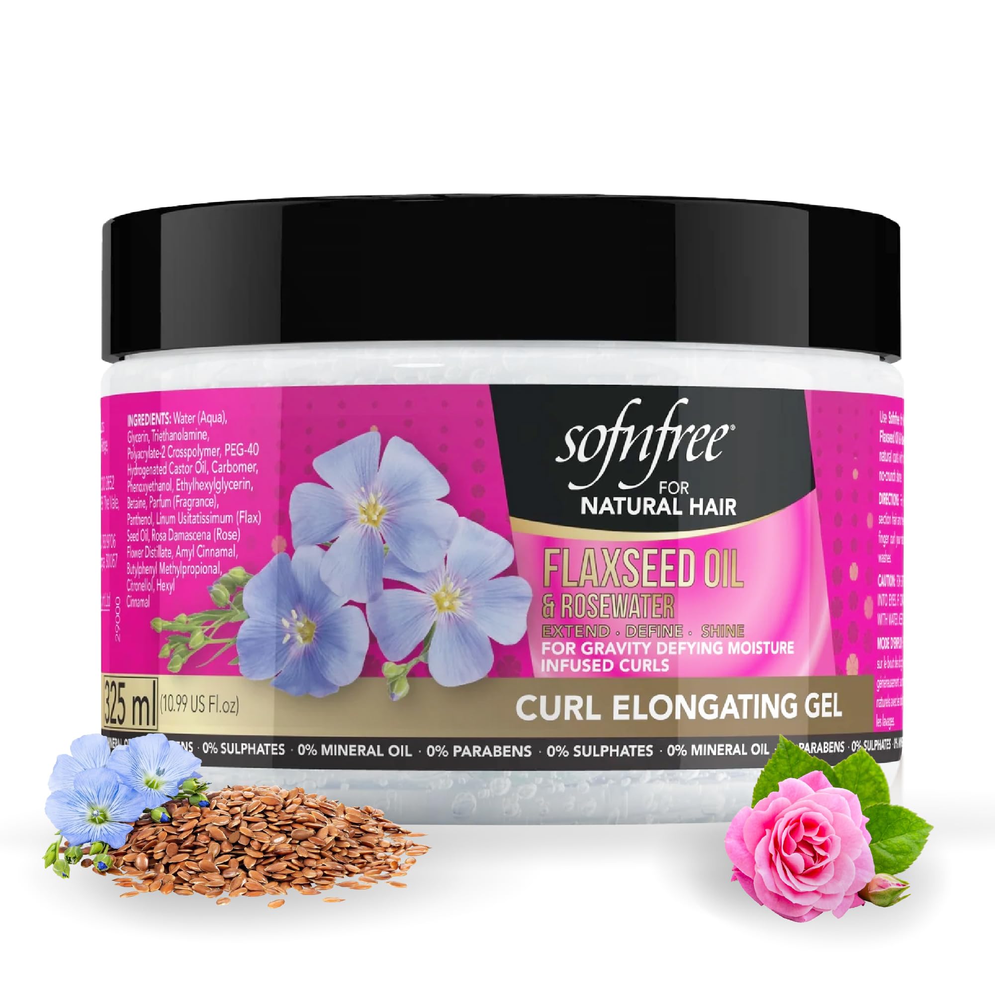 SOF N' FREE Curl Elongating Gel with Flaxseed Oil & Rosewater 325ml