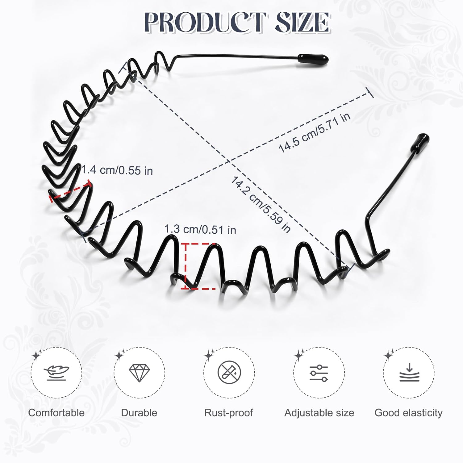 2 Pcs Metal Hair Band, Fashion Wavy Spring Metal Headband for Men & Women, Elastic Non Slip Metals Hairband for Daily Use Outdoor Sports Hair Hoop Hairs Accessories