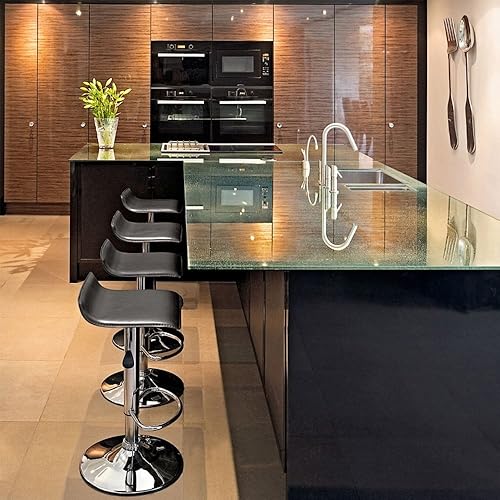 Miniatura 2 de Vandue Modern Home Sigma - Taburete de bar y mostrador de piel sintética contemporánea, altura ajustable, 21 a 32 pulgadas, base cromada y elevador