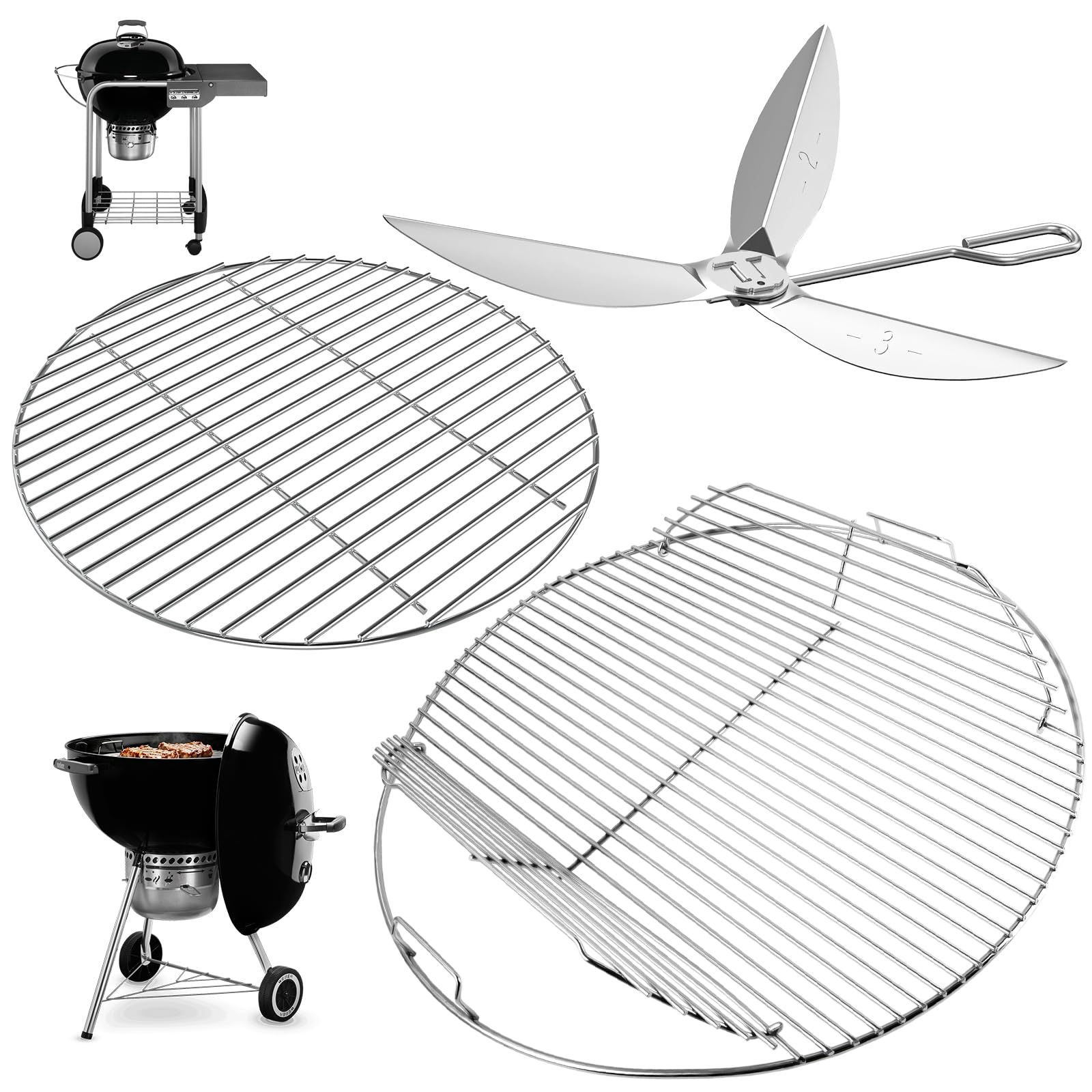 Round Replacement Grates Kit for Weber 22'' Kettle Charcoal One-Touch Grill