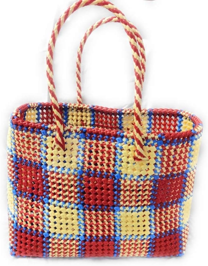 ThamizH MarT - Large Multipurpose Plastic Wire Grocery Basket (Koodai,टोकरी) - Durable, Reusable, Rectangular, Multi Color, 35*28*15 cm