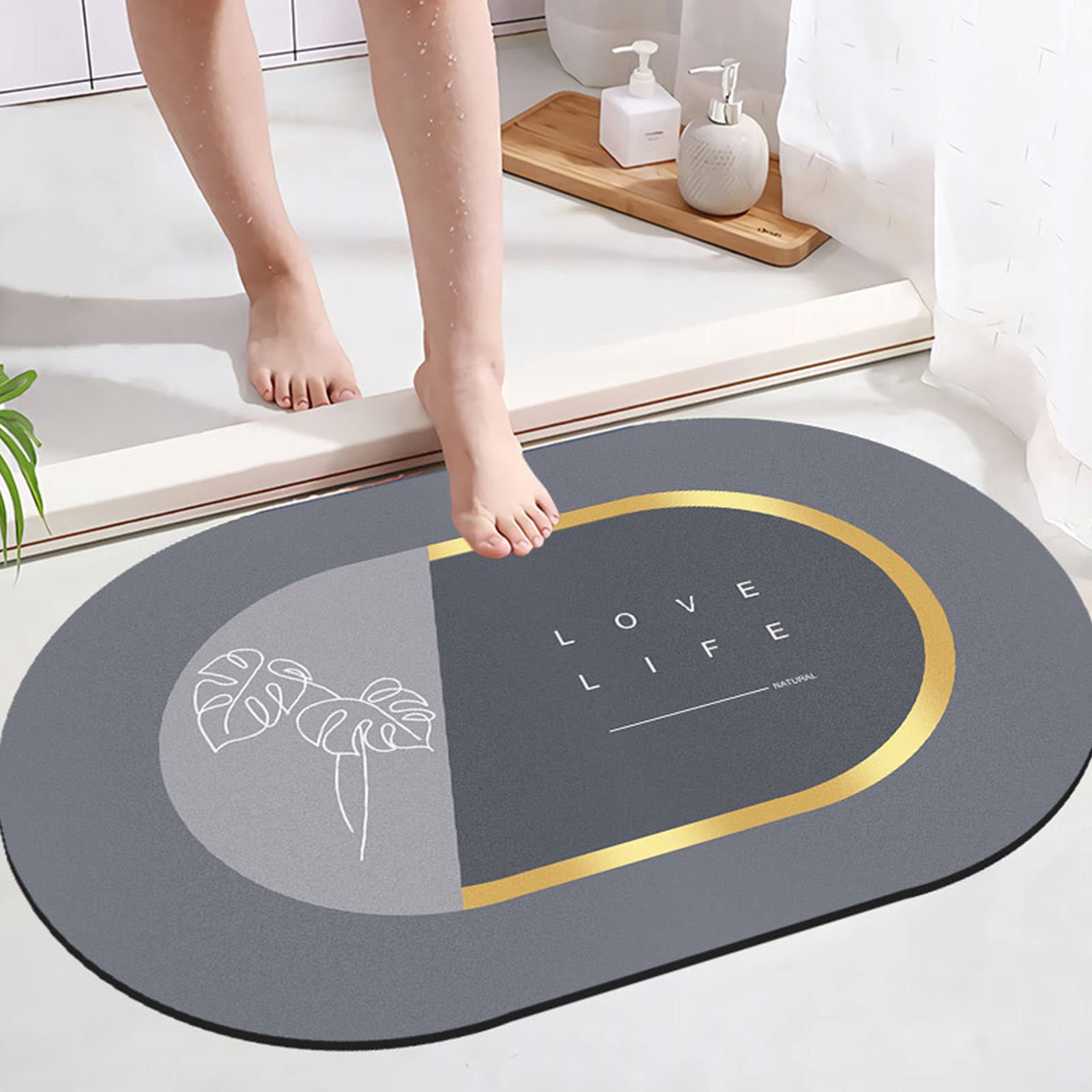 Alfombra de Ducha Curvada, alfombras de baño Antideslizantes, alfombras de baño súper absorbentes, Alfombra de baño Antideslizante, Suave y cómoda, d