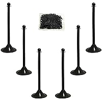 Vista 1 de Mr. Chain, juego de postes de contención plásticos con 50" de cadena y ganchos en forma de C (Paquetes de 6), Negro, 6