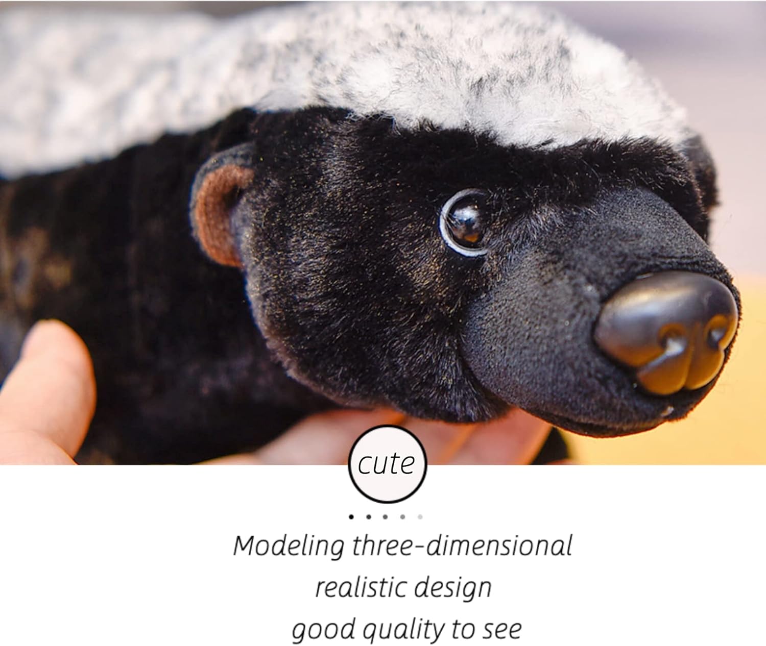 FRANKIEZHOU Honey Badger Stuffed Animal-Black 19.69",Realistic Badger Plush Toy, Honey Badger Stuffed Toy, Girl Toys,Gifts for Kids,Home Decor,Hugging Toy