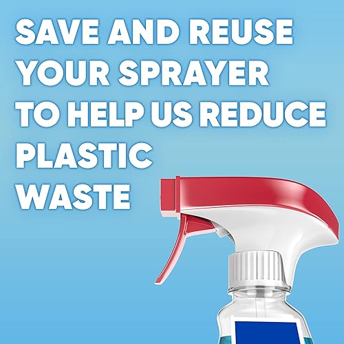 Miniatura 5 de Windex Recarga Limpiador de Vidrios y Ventanas Azul Original en Botellas + 1 Gatillo Pulverizador Reutilizable, Spray de Limpieza de Superficies,