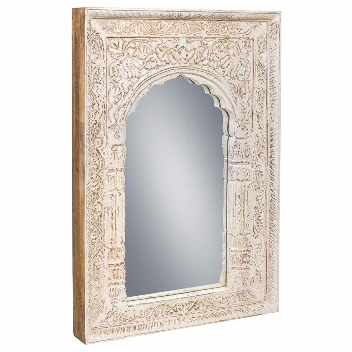 Miroir mural crème bois de manguier noble, finition artisanale 60x87 cm