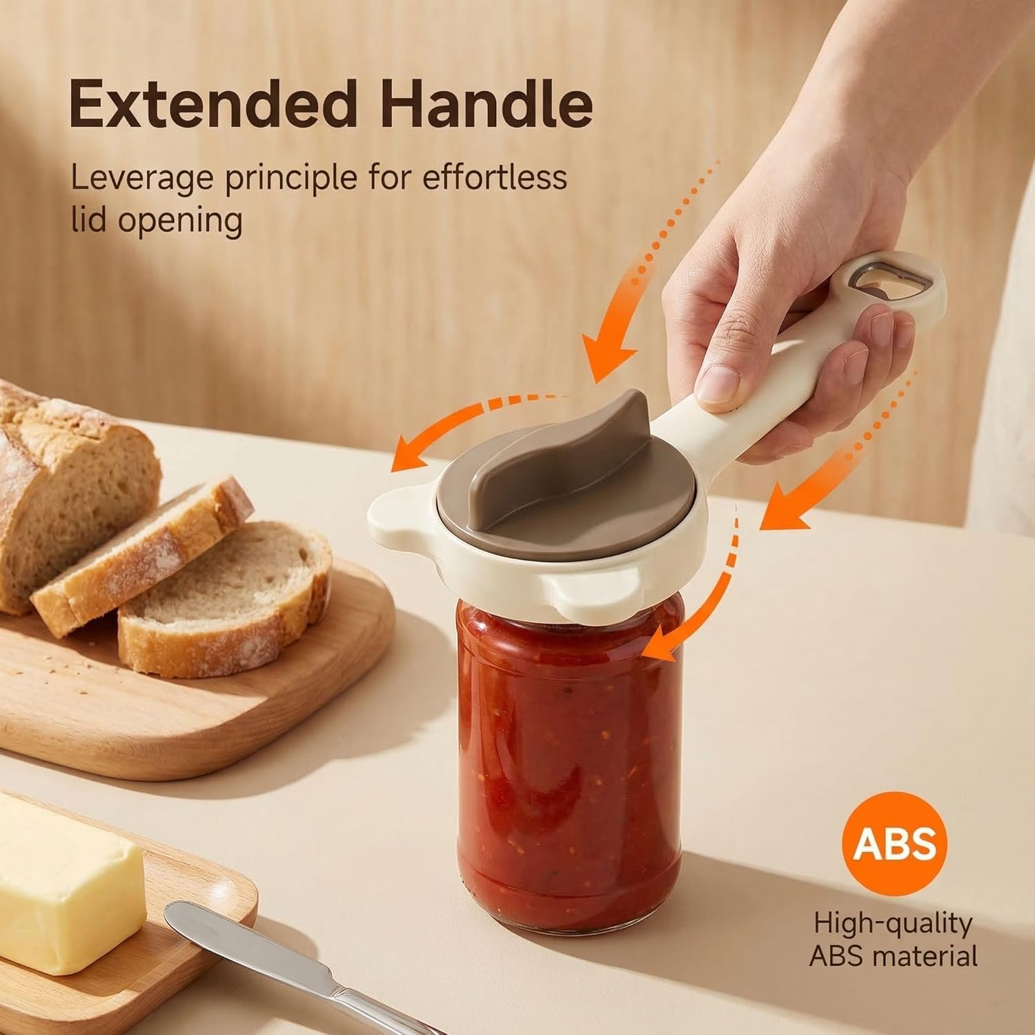 4 in 1 Jar Opener, Adjustable 3-Claw Bottle Opener with Non-Slip Stainless Steel Teeth, Multi-Size Lid Remover for Jars Cans Wine Bottles, Effortless Kitchen Tool for Seniors & Arthritis Sufferers (3)