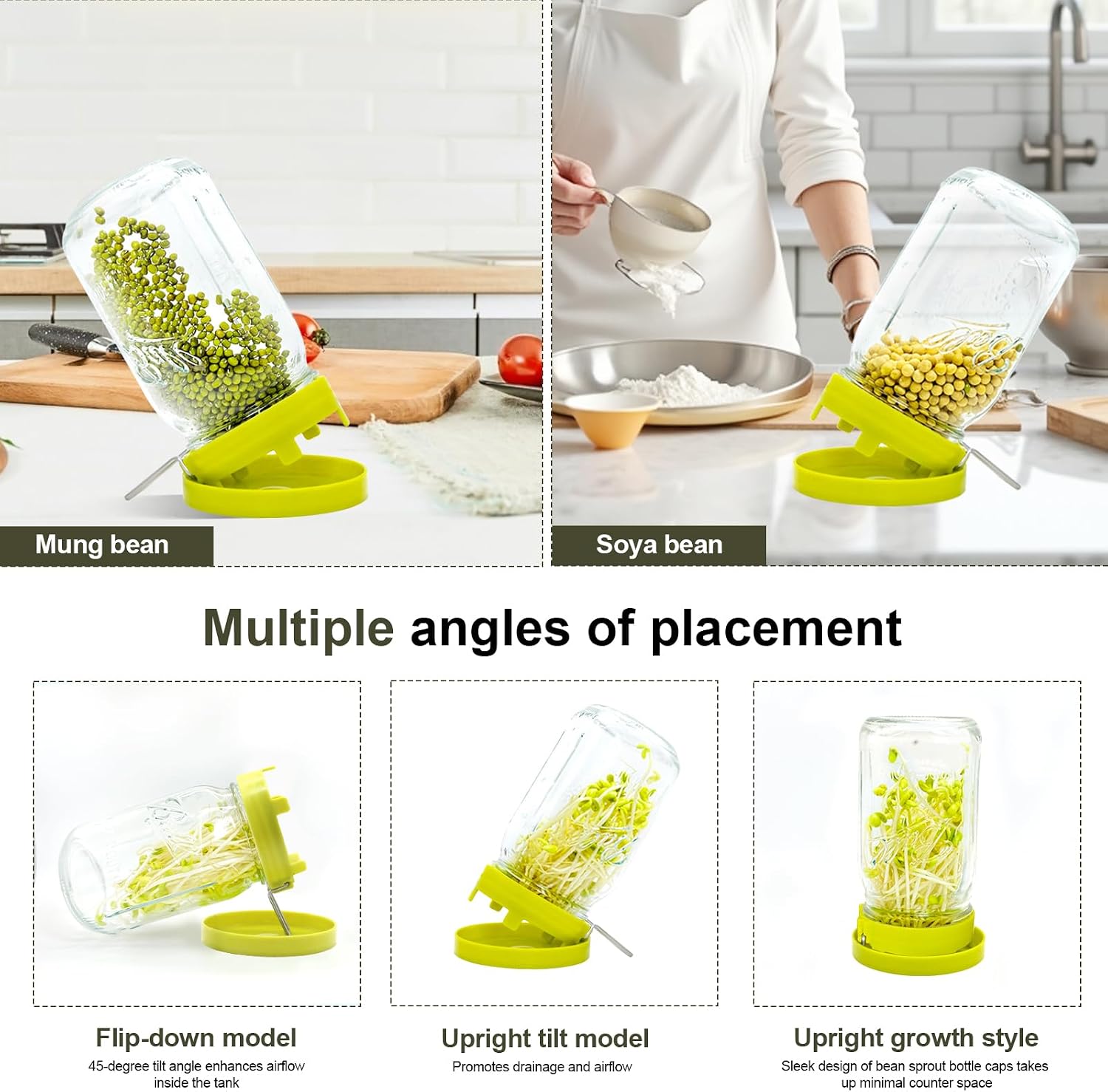Sprouting Lids for Wide Mouth Mason Jars with Drip Trays （1 sets）